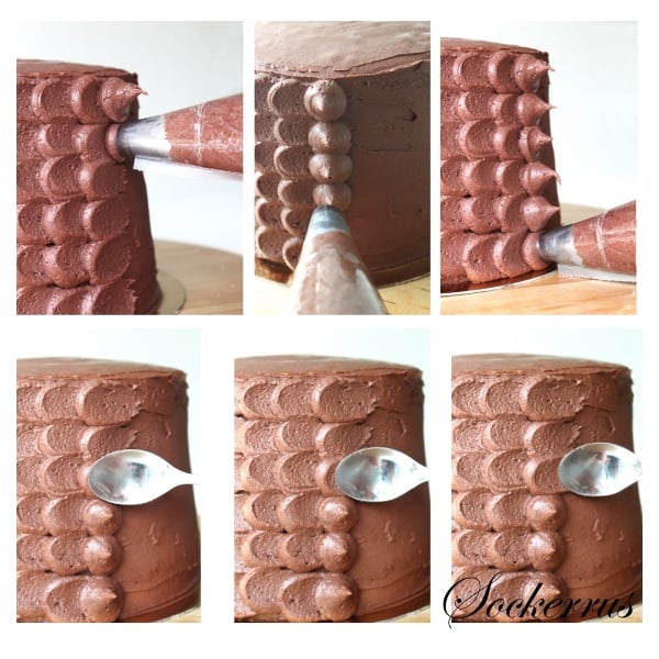 decorate a cake with back of spoon