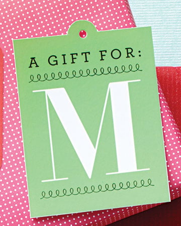 monogrammed free printable christmas gift tag