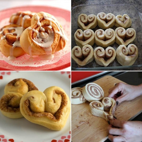 heart shaped cinnamon rolls