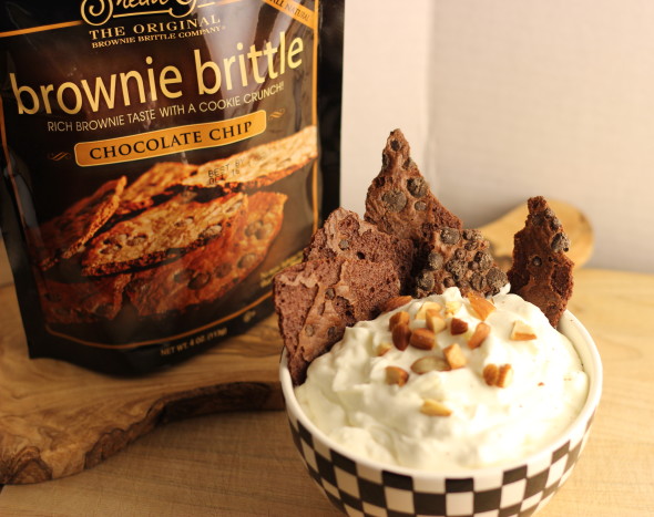 Brownie Brittle with Frangelico Whipped Cream Dip