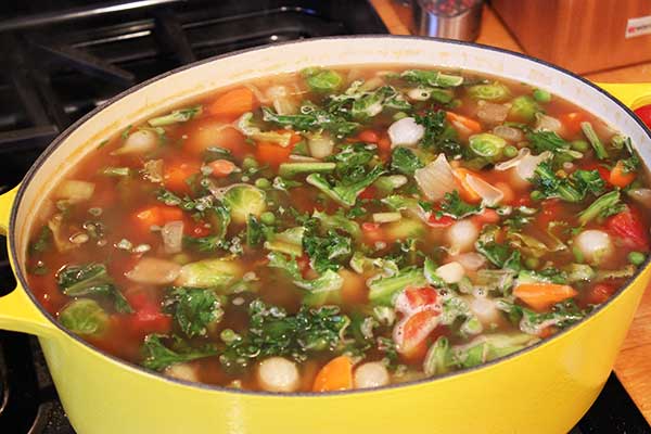 Quick and Easy Vegetarian Bean Soup--almost done! Click for recipe from Spiced.