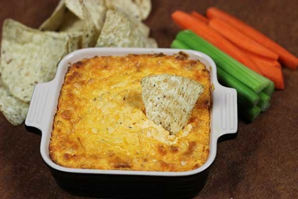 Easy Buffalo Chicken Dip--click for recipe from Spiced!