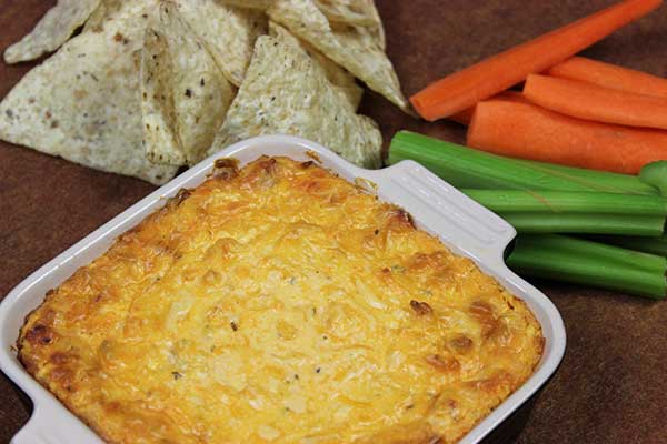 Easy Buffalo Chicken Dip--click for recipe from Spiced!
