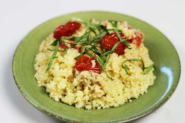 Mediterranean Style Couscous with Roasted Tomatoes--so easy and quick!