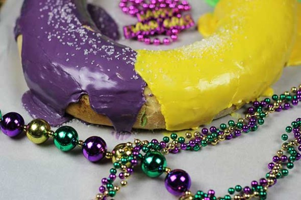 Traditional Mardi Gras King Cake with cinnamon filling--Let the Good Times Roll!