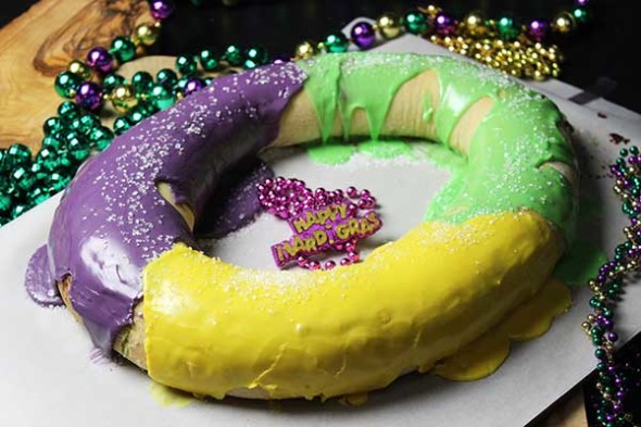 Traditional Mardi Gras King Cake with cinnamon filling--Let the Good Times Roll!