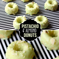 Mini Pistachio Almond Donuts - Taste like mini petit four donuts!