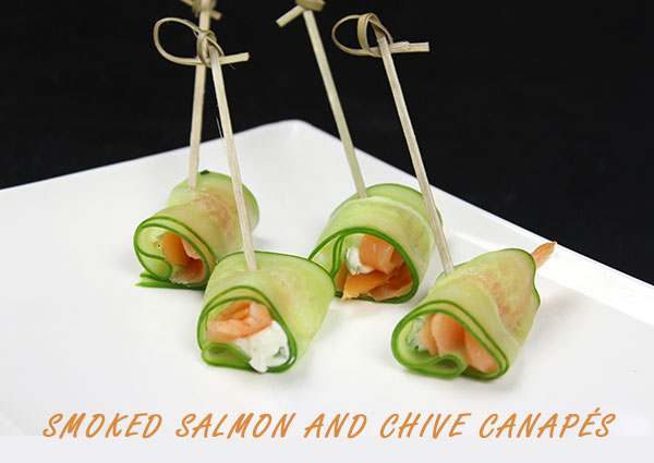 Smoked Salmon and Chive Canapé--super easy party recipe from Spiced!
