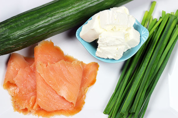 Smoked Salmon and Chive Canapé--super easy party recipe from Spiced!
