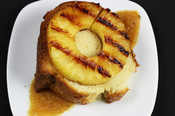 Homemade Vanilla Pound Cake with Seared Pineapple and Honey Sauce--click for recipe from Spiced!