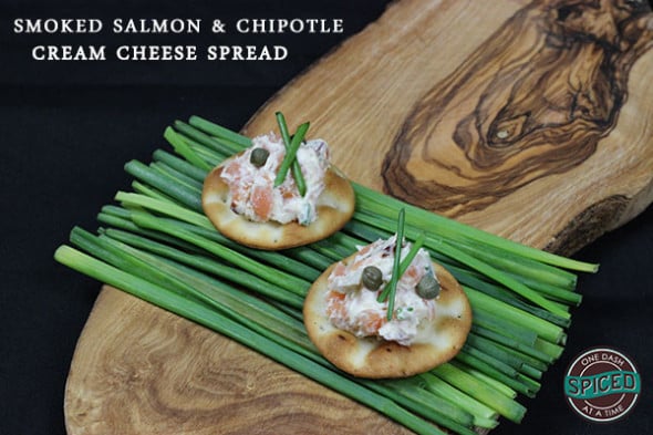 Smoked Salmon & Chipotle Cream Cheese Dip--click for recipe from Spiced!