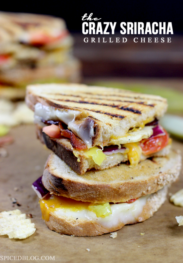 The Crazy Sriracha Grilled Cheese from spicedblog.com #grilledcheese #sandwich #yum