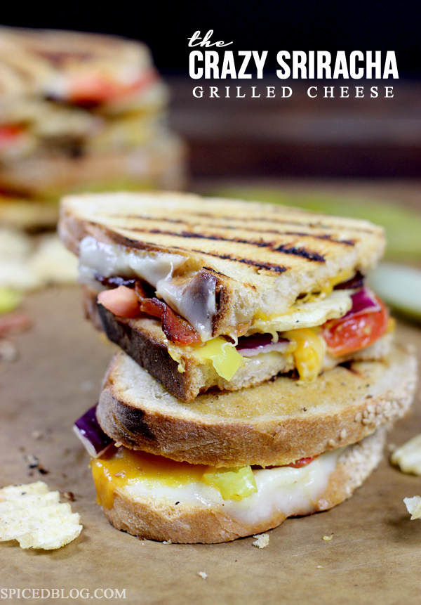 The Crazy Sriracha Grilled Cheese from spicedblog.com #grilledcheese #sandwich #yum