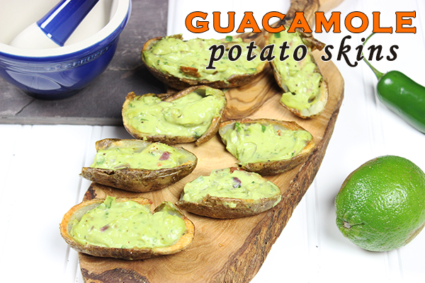 Guacamole Potato Skins--perfect appetizer for Cinco de Mayo! #appetizer #guacamole #cincodemayo