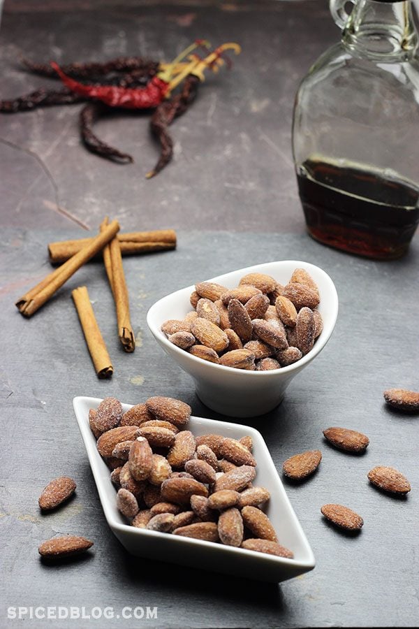 Spicy Maple Cinnamon Roasted Almonds #snack #healthy