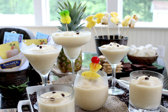 The Campfire Colada: a frozen drink with Bacardi Mixer's Pina Colada and coffee (yes, coffee!) #summer #bacardimixers99