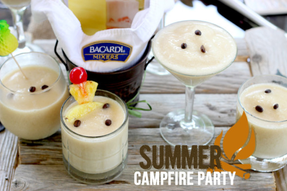 The Campfire Colada: a frozen drink with Bacardi Mixer's Pina Colada and coffee (yes, coffee!) #summer #bacardimixers99