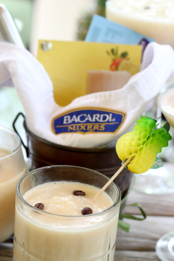 The Campfire Colada: a frozen drink with Bacardi Mixer's Pina Colada and coffee (yes, coffee!) #summer #bacardimixers99
