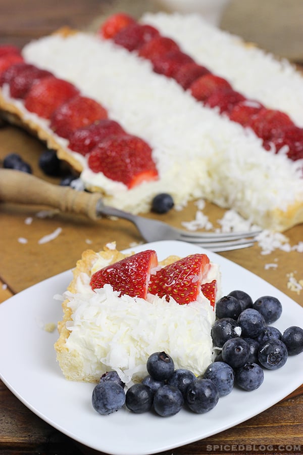 Red White & Berry Tart #summer #4thofJuly #strawberry #blueberry