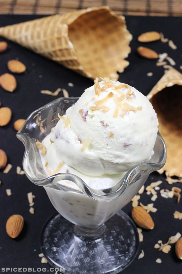 Roasted Almond Coconut Ice Cream #almond #coconut
