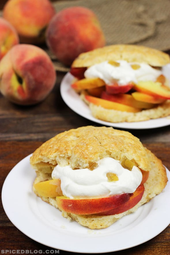 Peach Shortcakes with Candied Ginger #peaches #summer