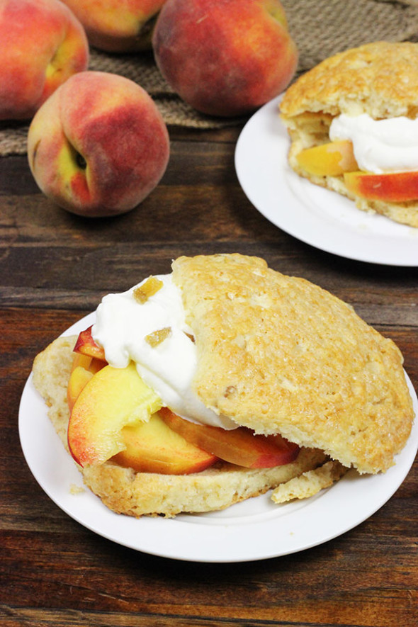 Peach Shortcakes with Candied Ginger #peaches #summer