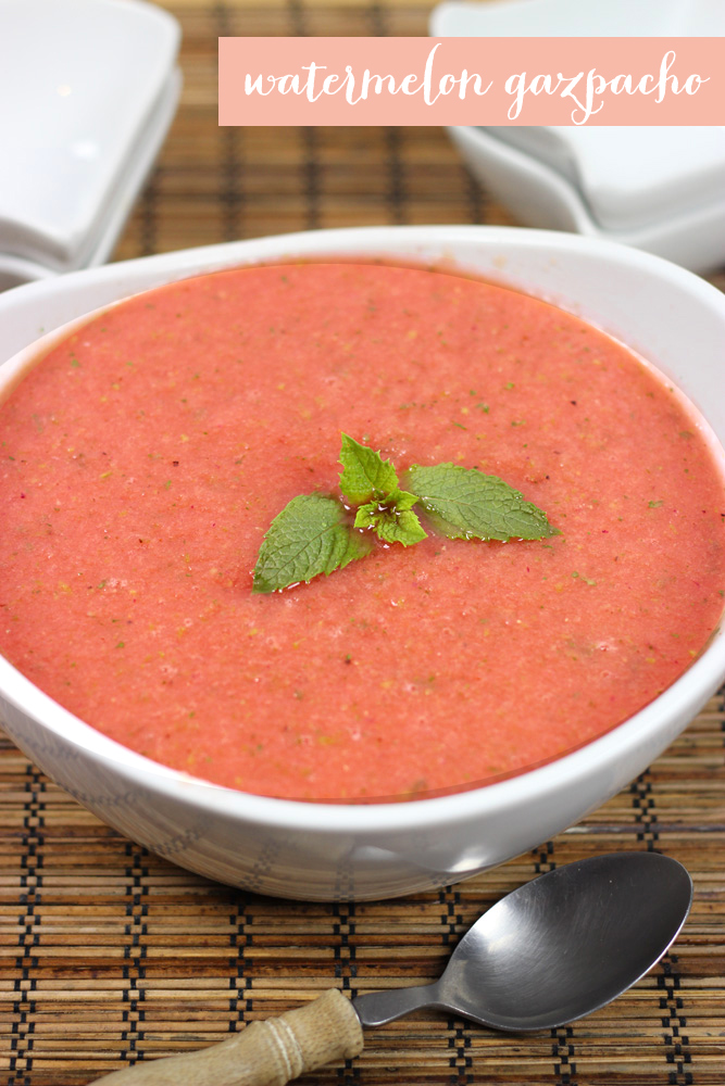Chilled Watermelon Gazpacho #summer #watermelon