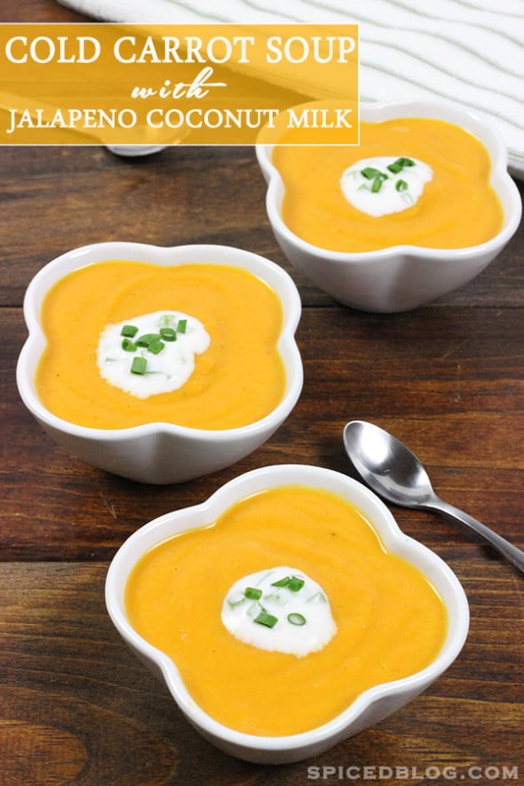 Cold Carrot Soup with Jalapeno Coconut Milk #summer #soup