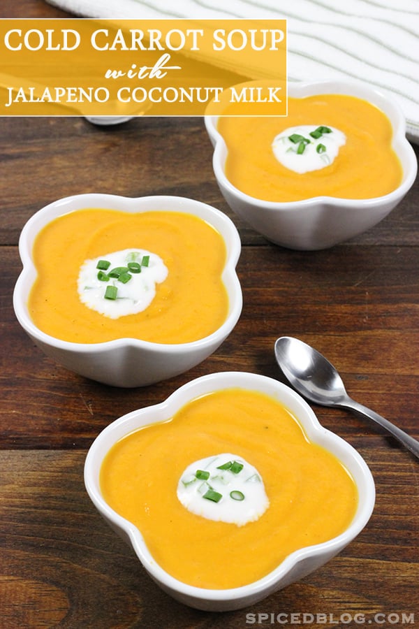 Cold Carrot Soup with Jalapeno Coconut Milk #summer #soup