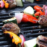Grilled Monterey-Jack Stuffed Meatball Kabobs