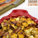This Green Apple and Sausage Stuffing features a delicious combination of ingredients - it's a great Thanksgiving side dish!