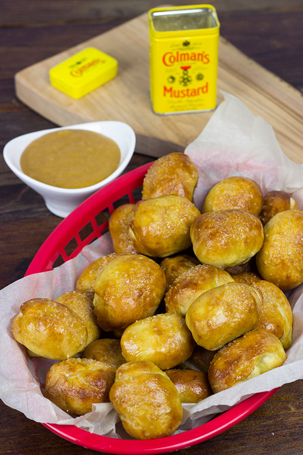 THESE ARE AMAZING! Perfect for gameday appetizers! Stuffed Pretzel Bites with Homemade Honey Mustard Dipping Sauce