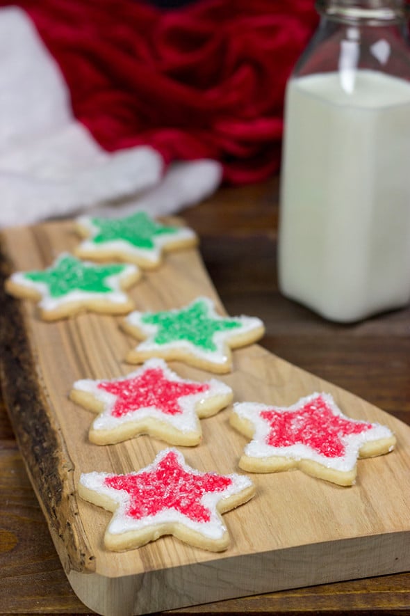 Classic Christmas Cookies: Thin butter cookie topped with icing and festive decorations
