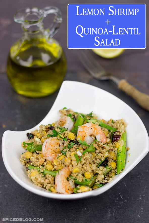 Lemon Shrimp + Quinoa-Lentil Salad | Spicedblog.com