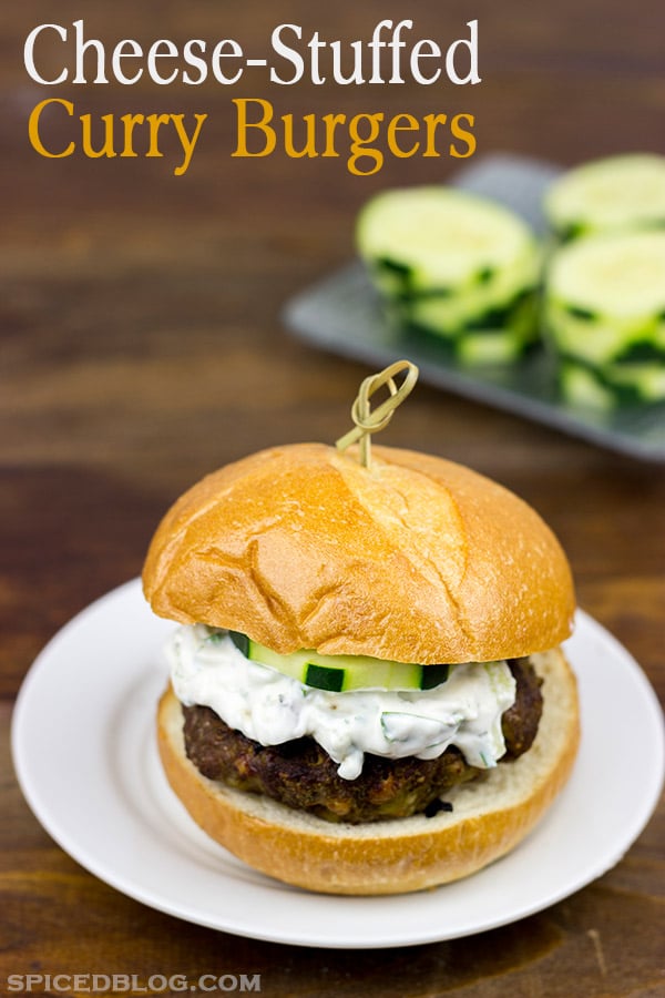 Cheese-Stuffed Curry Burgers