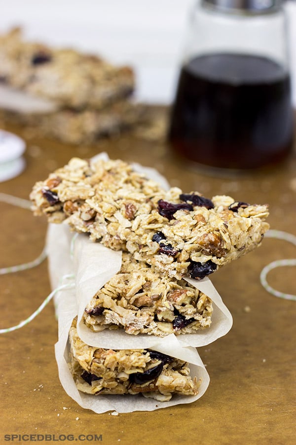 Maple Pecan Coconut Granola Bars