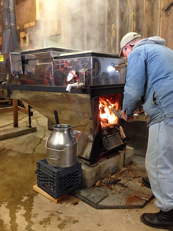 Wood fired evaporator for making maple syrup