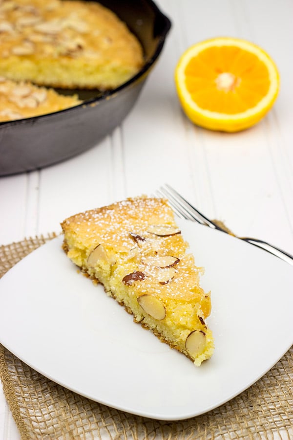 This Orange Almond Skillet Cake is incredibly easy to make...and it's perfect for breakfast or dessert!