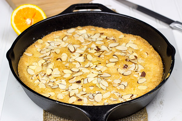 This Orange Almond Skillet Cake is incredibly easy to make...and it's perfect for breakfast or dessert!