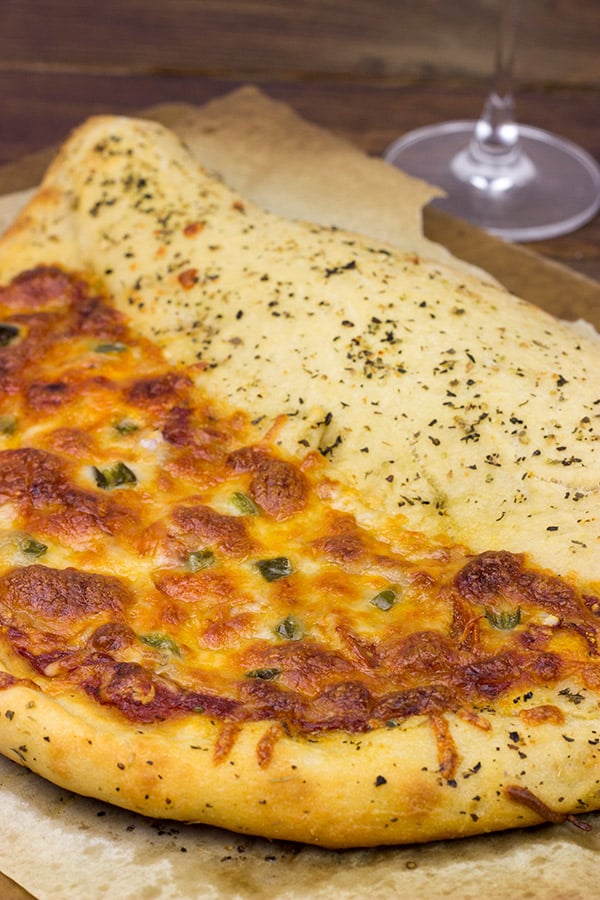 Napoleon Hat Pizza: It's half pizza-half calzone and 100% awesome!!