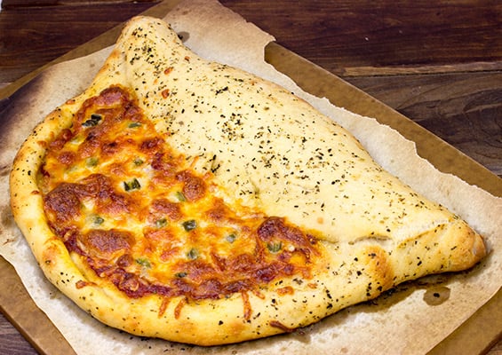Napoleon Hat Pizza: It's half pizza-half calzone and 100% awesome!!