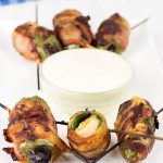 Grilled Jalapeno Poppers: These jalapenos are stuffed with shrimp and wrapped with bacon to create the PERFECT summer grilled appetizer!