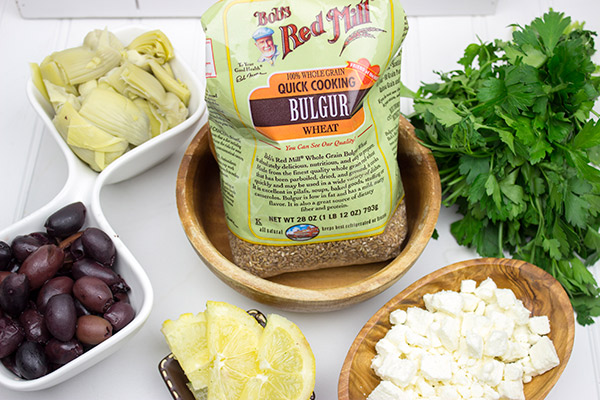 Mediterrean Bulgur Wheat Salad: This healthy salad is topped with grilled flank steak for a delicious summer meal!