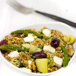Mediterrean Bulgur Wheat Salad: This healthy salad is topped with grilled flank steak for a delicious summer meal!
