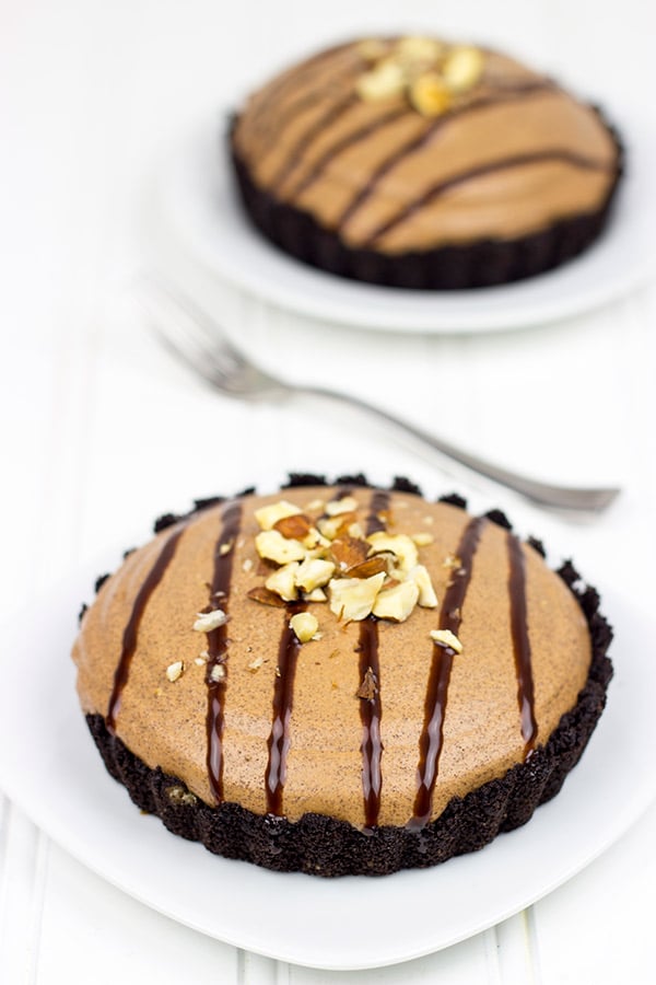 These Mini Chocolate Hazelnut Mousse Pies are creamy, chocolatey and chilled...they're perfect for a summer picnic or BBQ!