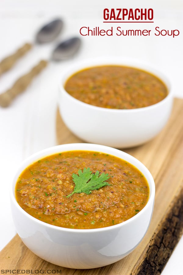 Gazpacho: This chilled summer soup is light and refreshing...and quite tasty!
