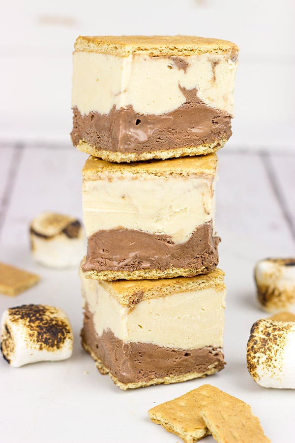 These fun S'mores Ice Cream Sandwiches combine two of your favorite summer treats into one delicious frozen dessert!