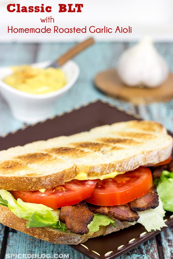 Take the classic summer sandwich up a notch with a homemade aioli! This BLT with Homemade Roasted Garlic Aioli is sure to become a new favorite!