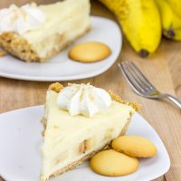 This Banana Cream Pie features a crust made from ground vanilla wafers! Enjoy a slice on the back porch this weekend!