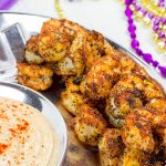 Get tailgating season started off right with this tasty Cajun Grilled Shrimp with Spicy Dipping Sauce!